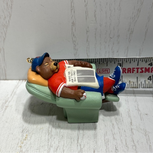 Happy Holi-doze 1996 Hallmark Keepsake Ornament Baseball Bear Sleeping O… - Picture 12 of 13